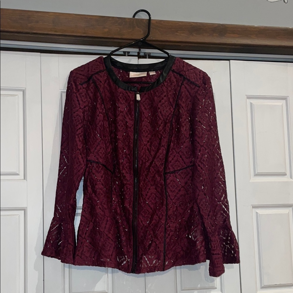 Belle by Kim Gravel Burgundy Lace Top